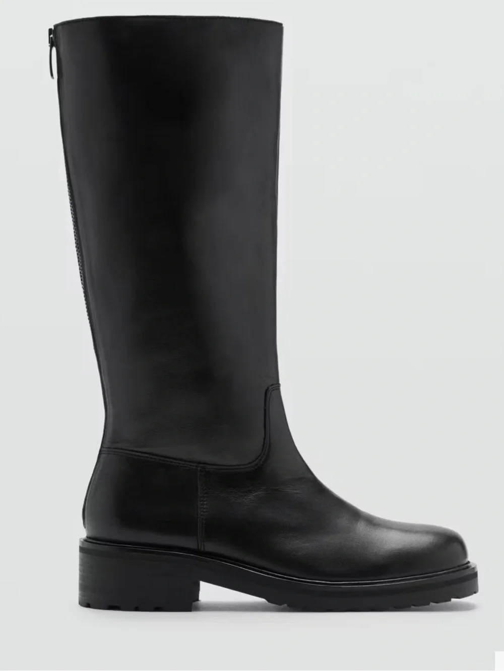 Mango High Leather Boots Black EU39 US8.5